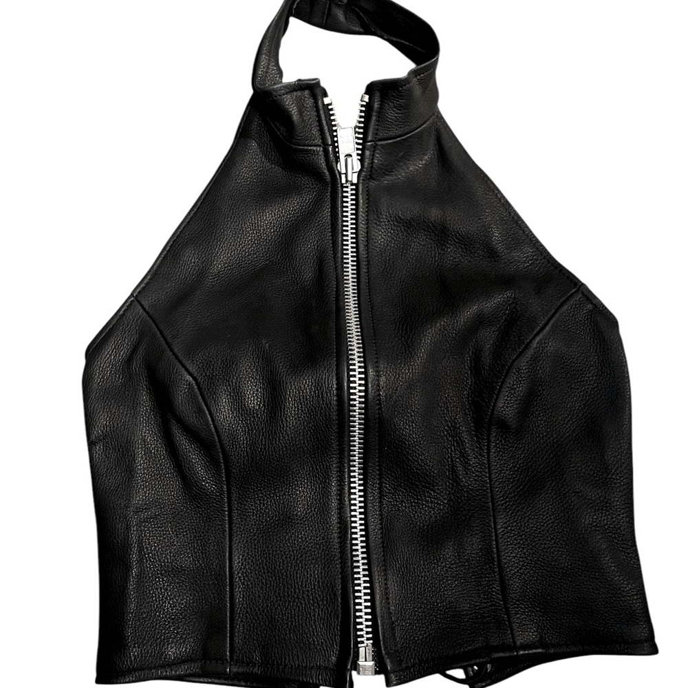 Suzi’s Hyde black leather bustier/vest SZ S/M
